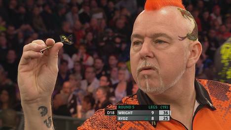 Peter Wright gewinnt in Runde 5 der Darts UK Open mit 10:8 gegen Callan Rydz und steht im Achtelfinale.