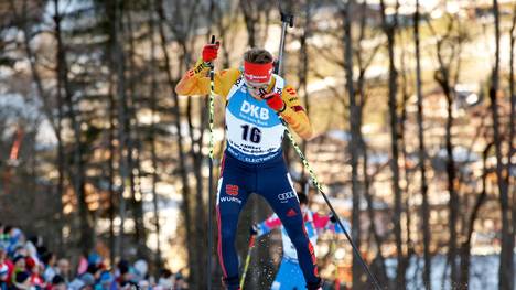 LE GRAND-BORNAND, FRANCE - DECEMBER 19: Benedikt Doll of Germany takes 1st place during the IBU Biathlon World Cup Men's 10 km on December 19, 2019 in Le Grand-Bornand, France. (Photo by Christophe Pallot/Agence Zoom/Getty Images)