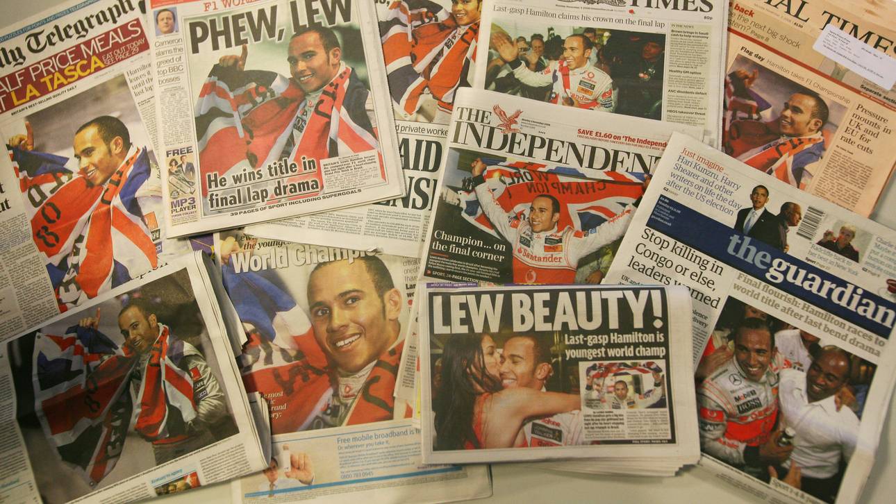 Lewis Hamilton: Sein dramatisches erstes Mal in der Formel 1 So feierte 2008 die englische Presse den neuen Weltmeister Lewis Hamilton