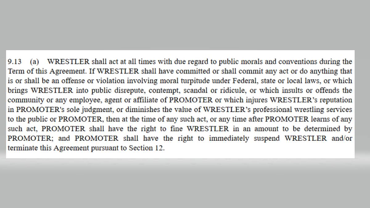 Die Moralklausel von WWE im Wortlaut - der Standardentwurf ist bei der US-Börsenaufsicht SEC einsehbar