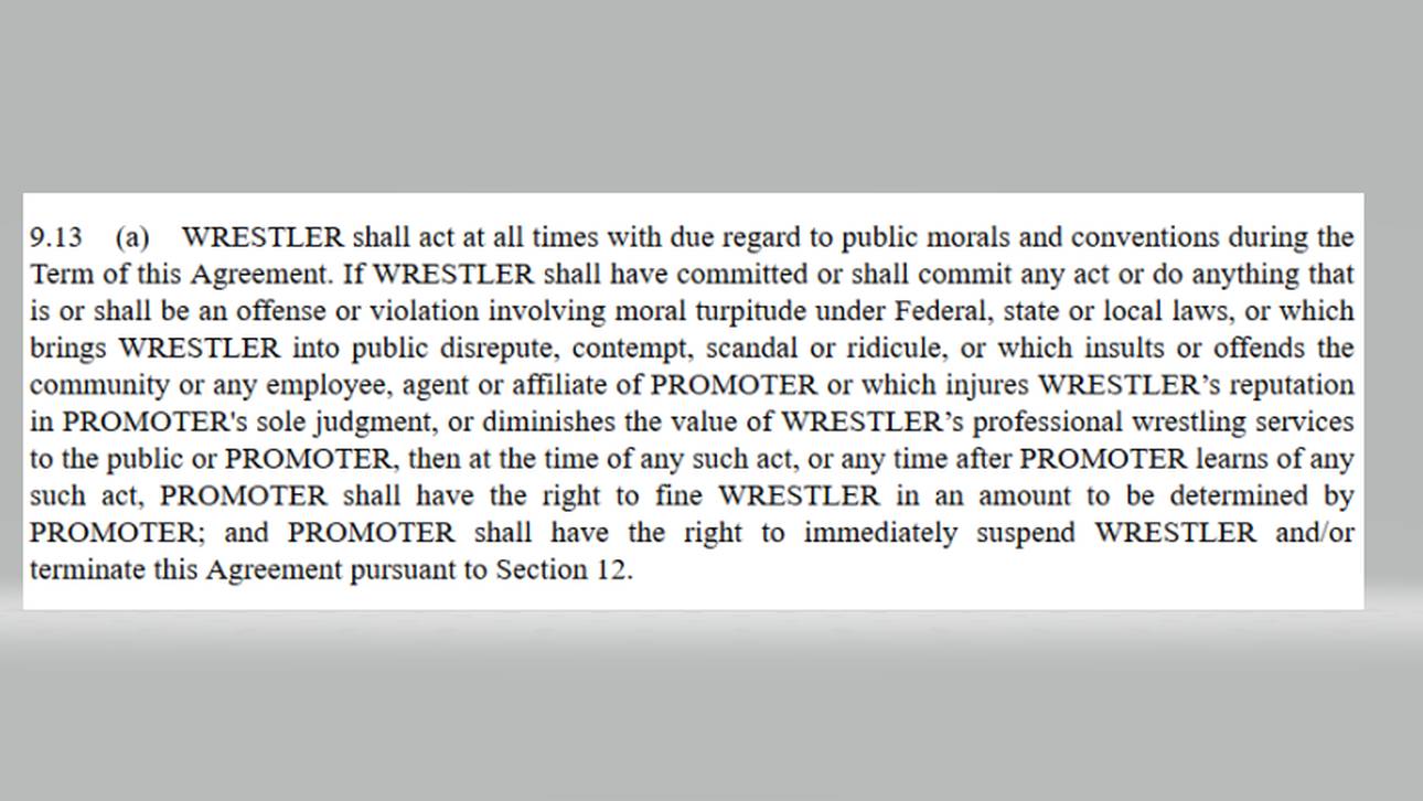 Die Moralklausel von WWE im Wortlaut - der Standardentwurf ist bei der US-Börsenaufsicht SEC einsehbar