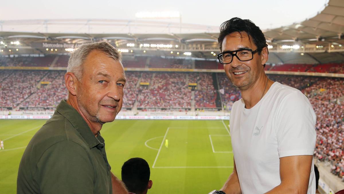 KARL UND RALF ALLGÖWER: Stuttgart-Legende Karl (l.) traf 129 Mal für den VfB. Sein Bruder Ralf (r.) war in seinen beiden Bundesliga-Spielen für die Schwaben einmal erfolgreich