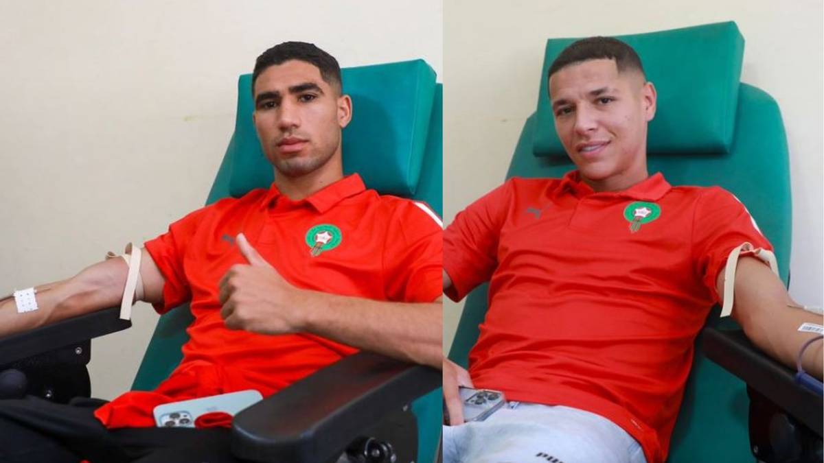Ex-Dortmunder Achraf Hakimi und Ex-Schalker Amine Harit spielen für die marokkanische Nationalmannschaft und ließen sich für die Opfer des Erdbeben Blut abnehmen
