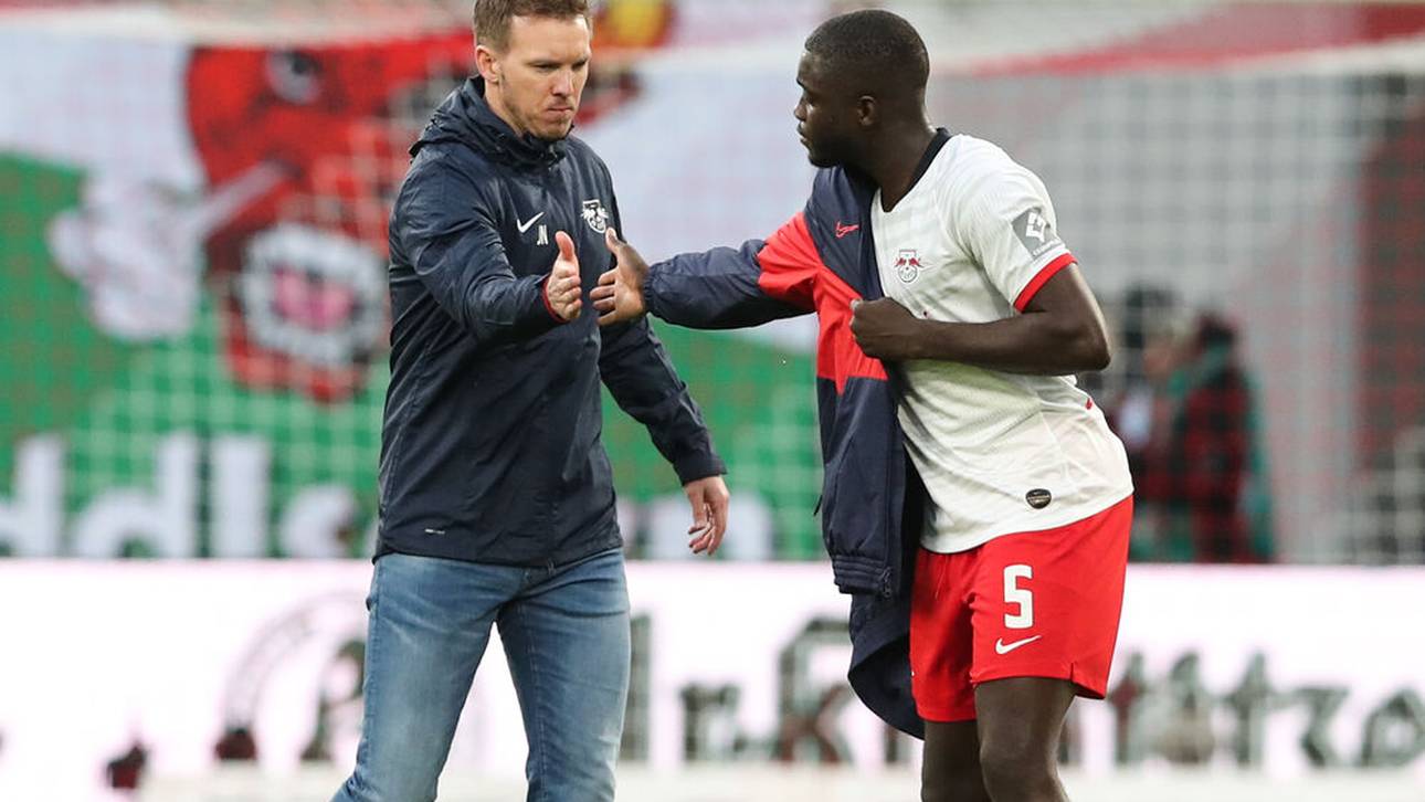 Julian Nagelsmann (L) und Dayot Upamecano wechseln im Sommer beide nach München