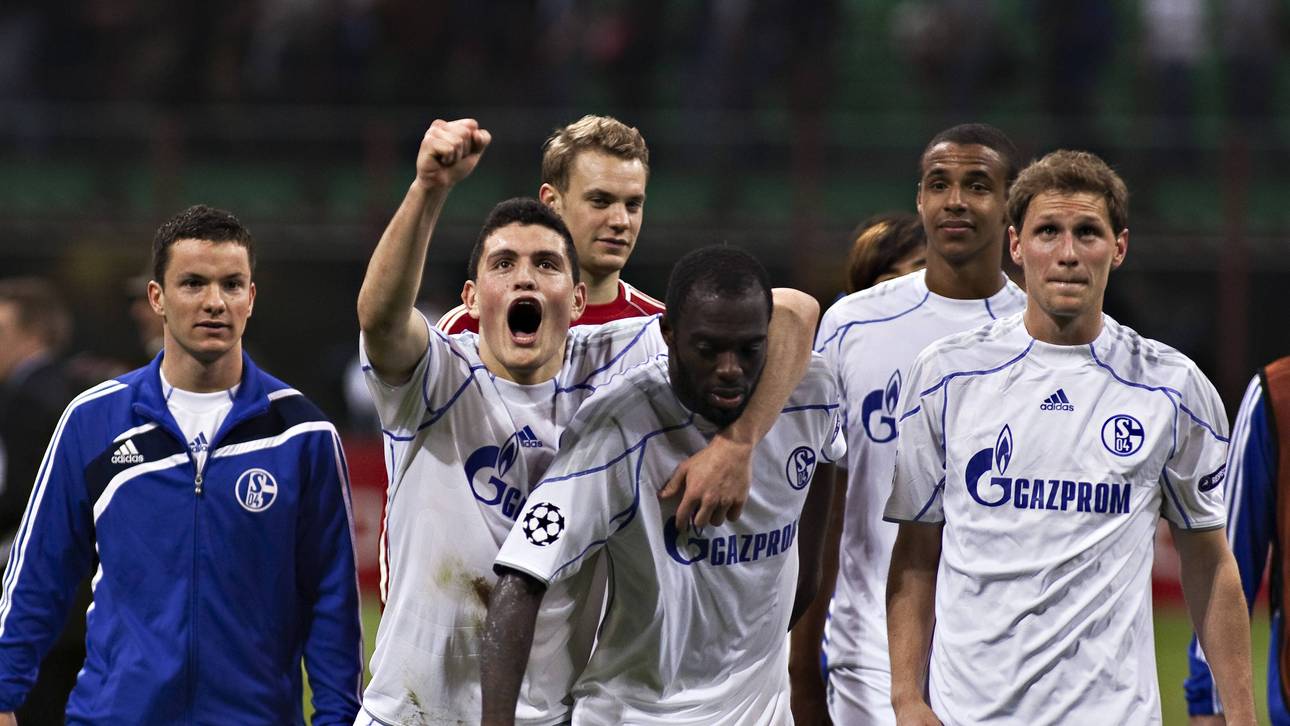 Baumjohann, Papadopoulos, Neuer, Sarpei, Matip und Höwedes (v.l.) - Schalkes Helden von Mailand