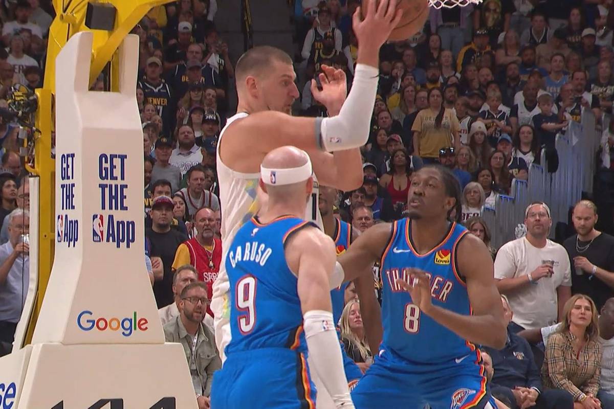 Die Denver Nuggets gewinnen Game 6 gegen die Oklahoma City Thunder. Besonders Superstar Nikola Jokic brilliert mit einem magischen Pass.