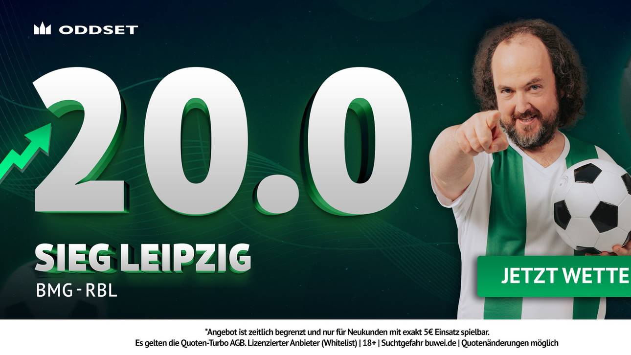 💥 SUPER QUOTEN BOOST 💥: 20er-Quote bei ODDSET auf den Sieg von RB Leipzig!