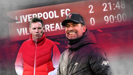 Jürgen Klopp gewinnt mit dem FC Liverpool 2:0 gegen den FC Villarreal. Julian Nagelsmann und der FC Bayern hingegen scheiterten bereits im Viertelfinale gegen die Spanier. 