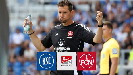 Bitteres Debüt für Miroslav Klose: Der Weltmeister von 2014 sieht eine starke erste Hälfte seines 1. FC Nürnberg - am Ende jubelt aber der KSC.