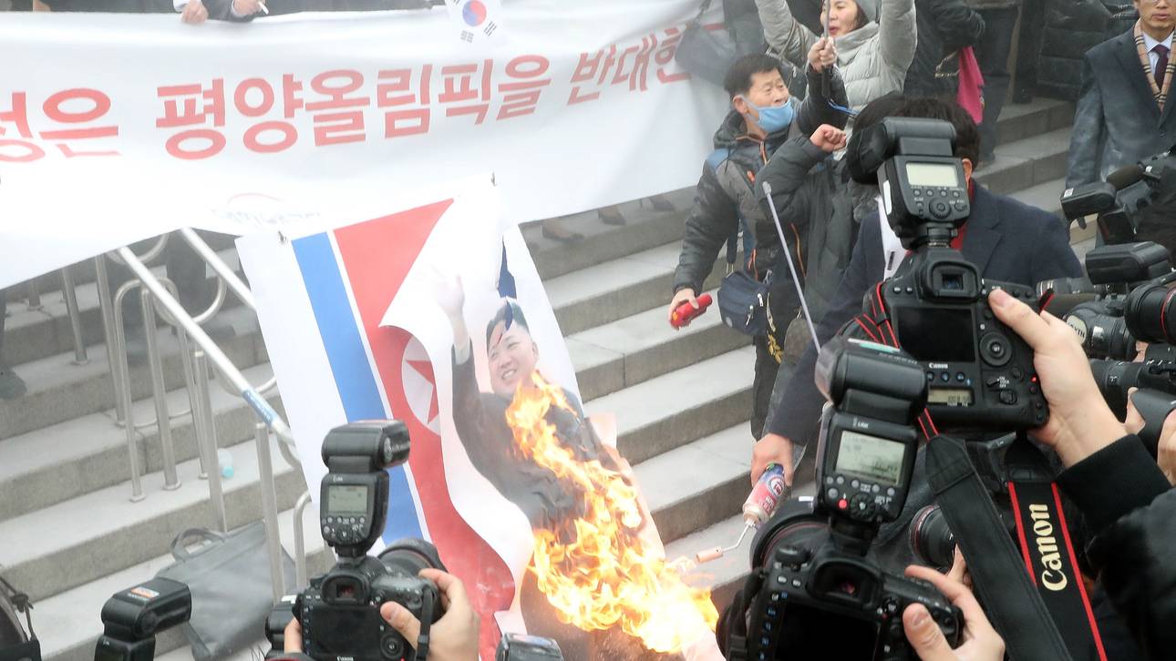 Proteste bei Koreas Eishockey-Test