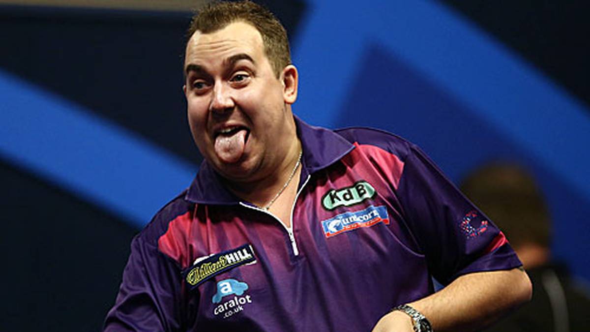 Kim "The Hurricane" Huybrechts, streckt die Zunge raus - der Belgier verdient sich mit spektakulärem und emotionalen Duellen einen Platz in der angesehenen Premier League