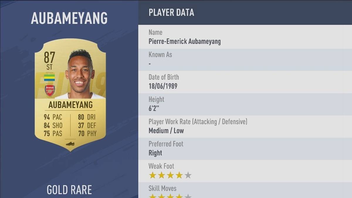 PLATZ 4: PIERRE-EMERICK AUBAMEYANG - STÄRKE 87: Der Ex-Dortmund verpasst knapp die Top 3 der besten Stürmer. Zum Trost: Der Gabuner gehört zu den schnellsten Akteuren im kompletten Spiel