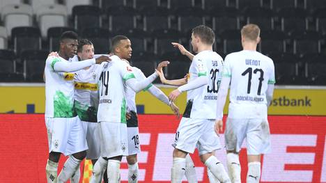 Die Spieler von Borussia Mönchengladbach wollen auch in Frankfurt jubeln