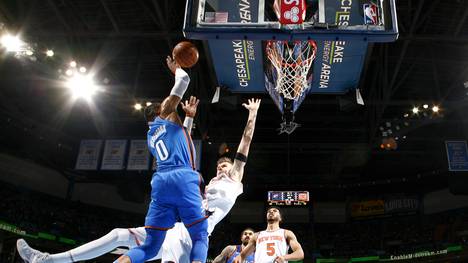 MVP Russell Westbrook im Duell mit Knicks-Star Kristaps Porzingis