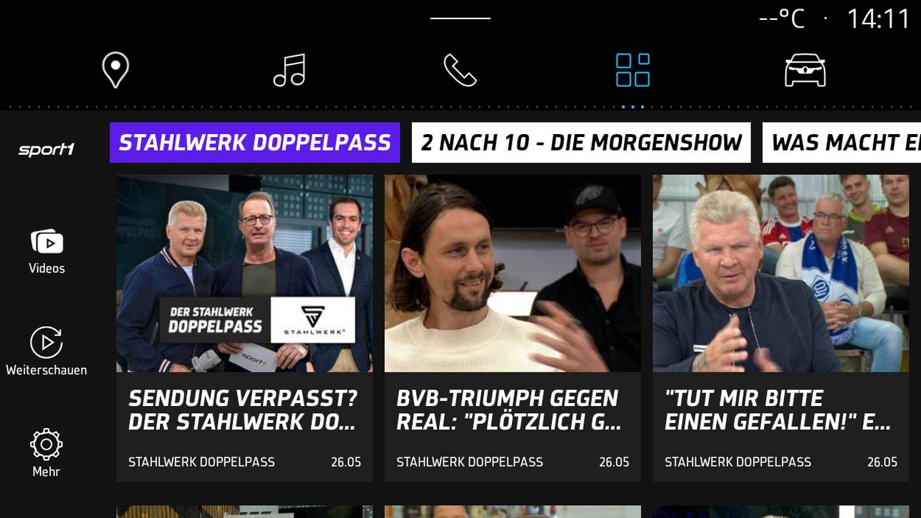  Genieße im Parkmodus die SPORT1 Video App.