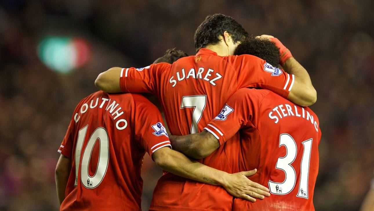 Ein Erfolgs-Trio von einst: Raheem Sterling, Luis Suárez und Philippe Coutinho gemeinsam im Liverpool-Trikot