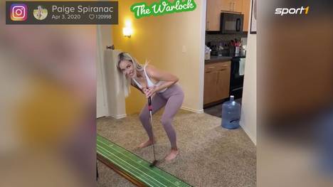 Quarantäne macht kreativ: Golf-Schönheit Paige Spiranac nutzt die Zeit, um sich neue Techniken zum Putten zu überlegen.