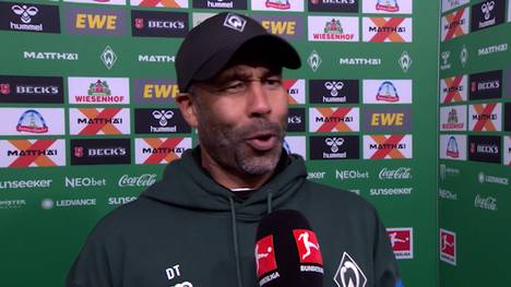 Daniel Thioune verliert mit seinen Bremern bei seinem Debüt vor heimischer Kulisse ohne eigenes Tor. Der Neu-Coach ist dennoch stolz auf seine Mannschaft. 