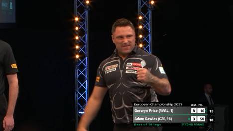 Gerwyn Price lässt seinem Gegner im Achtelfinale der Darts European Championship 2021 keine Chance: Der Iceman zeigt Adam Gawlas die Grenzen auf.