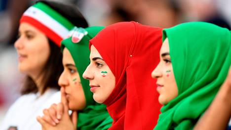 Supporters of the Iranian team wait for the start of the 2019 AFC Asian Cup semi-final football match between Iran and Japan at Hazaa bin Zayed Stadium in Al-Ain on January 28, 2019. (Photo by Khaled DESOUKI / AFP)        (Photo credit should read KHALED DESOUKI/AFP/Getty Images)