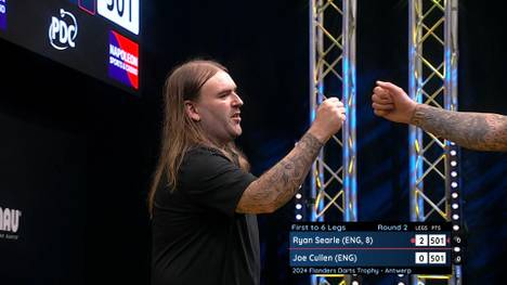 Ryan Searle gewinnt bei der Flanders Darts Trophy gegen Joe Cullen mit 6:4 und spielt dabei vier Highfinishes. Im Achtelfinale wartet nun Ross Smith auf den Engländer.