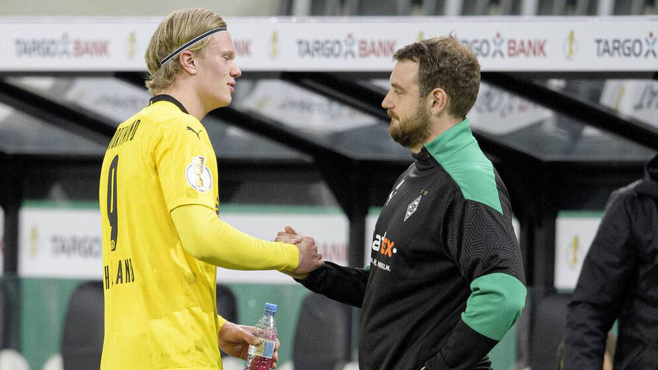 René Maric mit Erling Haaland in seiner Zeit als Co-Trainer bei Borussia Mönchengladbach