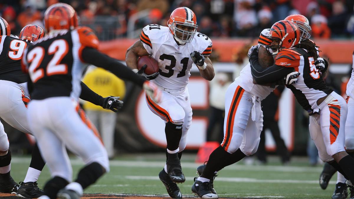 PLATZ 9: 96 PUNKTE - CLEVELAND BROWNS vs. CINCINNATI BENGALS 51:45 (2007) - Wenn die Browns und die Bengals aufeinander treffen, sind High-Scoring-Games oft garantiert. Im zweiten Spiel der Regular Season 2007 schaukeln sich die Teams bis auf 96 Punkte hoch. Carson Palmer wirft sechs Touchdowns für die Bengals, Derek Anderson fünf für die Browns