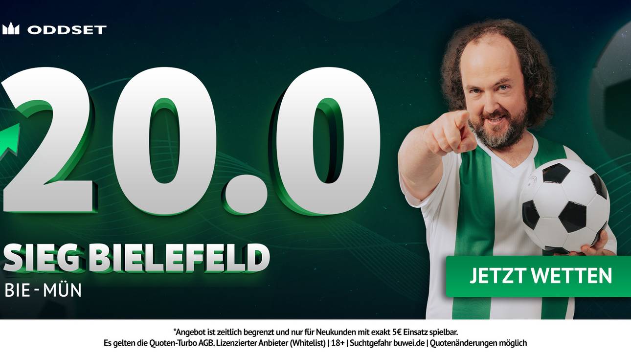 💥SUPER QUOTEN BOOST 💥: 20er-Quote bei ODDSET auf den Sieg von Arminia Bielefeld!