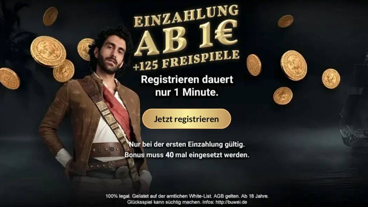 Einzahlung ab 1 € + 125 Freispiele