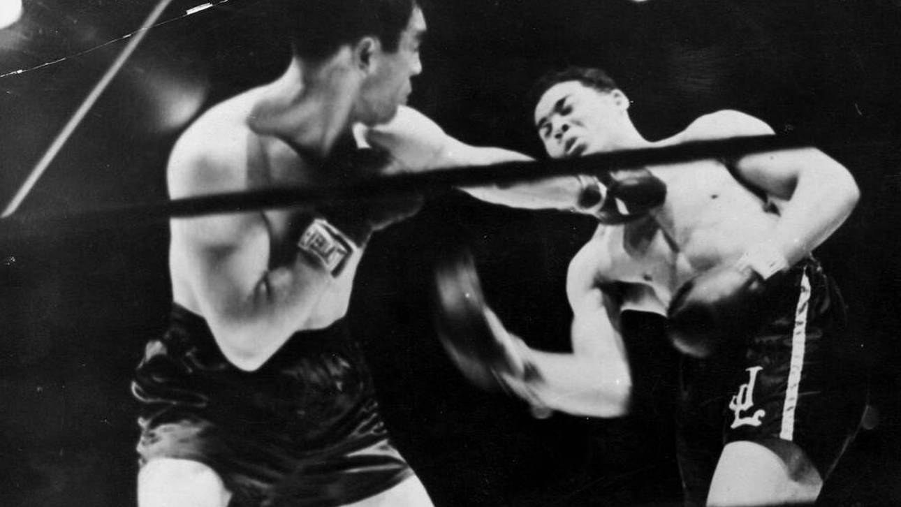 Max Schmeling bei seinem Kampf gegen Joe Louis im Jahr 1936