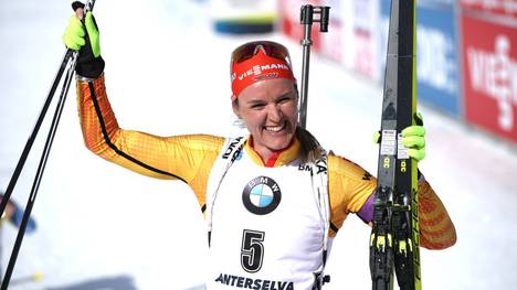 Denise Herrmann hatte 2019 in der WM-Verfolgung in Östersund den Titel gewonnen