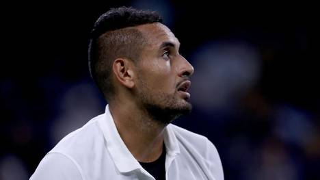 NEW YORK, NEW YORK - AUGUST 27: Nick Kyrgios of Australia waits on the baseline during his Men's Singles first round match against Steve Johnson of the United States on day two of the 2019 US Open at the USTA Billie Jean King National Tennis Center on August 27, 2019 in the Flushing neighborhood of the Queens borough of New York City. (Photo by Matthew Stockman/Getty Images)