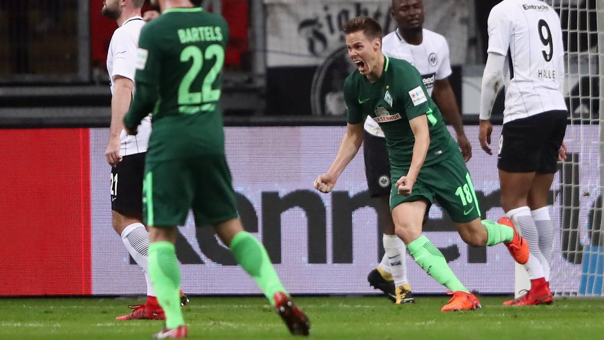 Das Tor von Niklas Moisander ist zwar nicht so schön wie das von Rebic, aber wird mindestens genauso umjubelt. Die Erleichterung ist den Bremern anschließend anzusehen