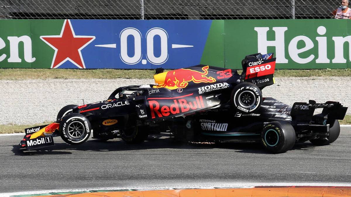 Max Verstappen landete nach dem Crash mit Lewis Hamilton in Monza auf dessen Mercedes