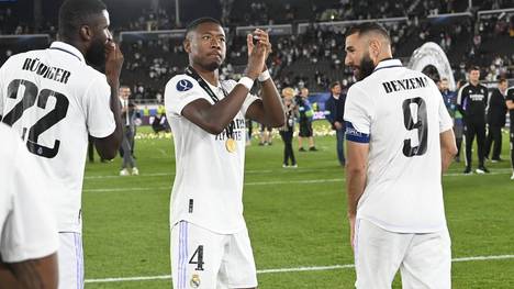 Antonio Rüdiger (l.), David Alaba (m.) und Karim Benzema (r.) konnten zusammen die Champions League gewinnen