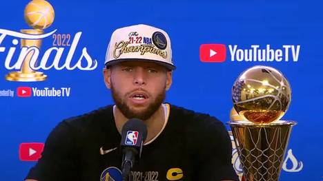 Im sechsten Spiel holten die Golden State Warriors ein 103:90 gegen die Boston Celtics und entschieden die NBA-Finals mit 4:2 für sich. Stephen Curry freut sich über die Wahl zum wertvollsten Spieler.