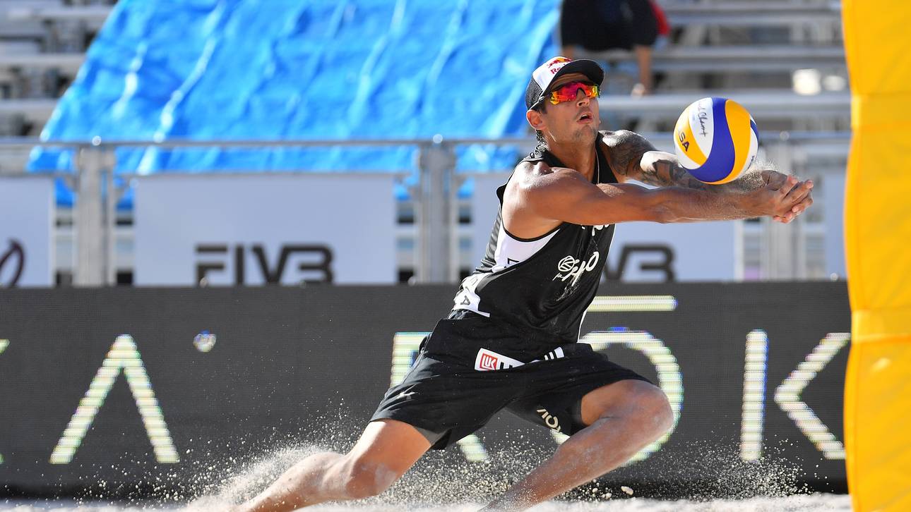 FIVB Las Vegas Open Presented by p1440 Viacheslav Krasilnikov übernimmt mit seiner Schnelligkeit zumeist die Feldverteidigung