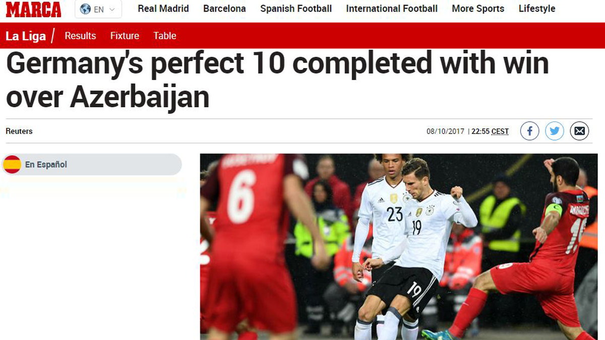 SPANIEN - MARCA: "Die Mannschaft verbreitet Angst. zehn Spiele, zehn Siege, 43 Tore und nur vier Gegentore. In Russland möchte niemand auf Deutschland treffen" 