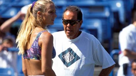 Nick Bollettieri (USA, re.) und Mary Pierce (Frankreich) beim Training