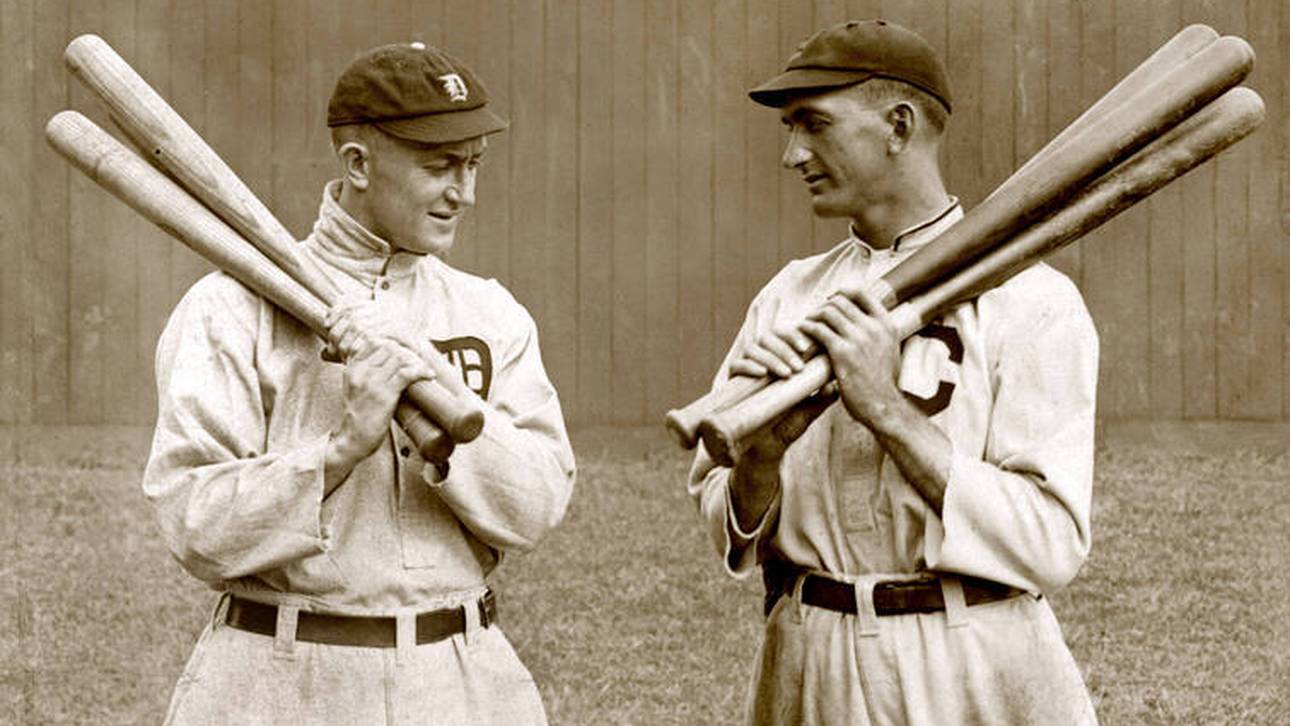 Der echte "Shoeless" Joe Jackson (r.) mit Kollege Ty Cobb