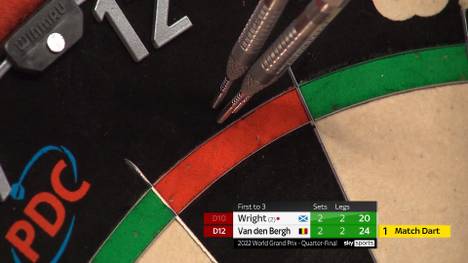 Peter Wright setzt sich mit 3:2 gegen Dimitri Van den Bergh durch und zieht ins Halbfinale ein. Besonders der Decider ist Drama pur.