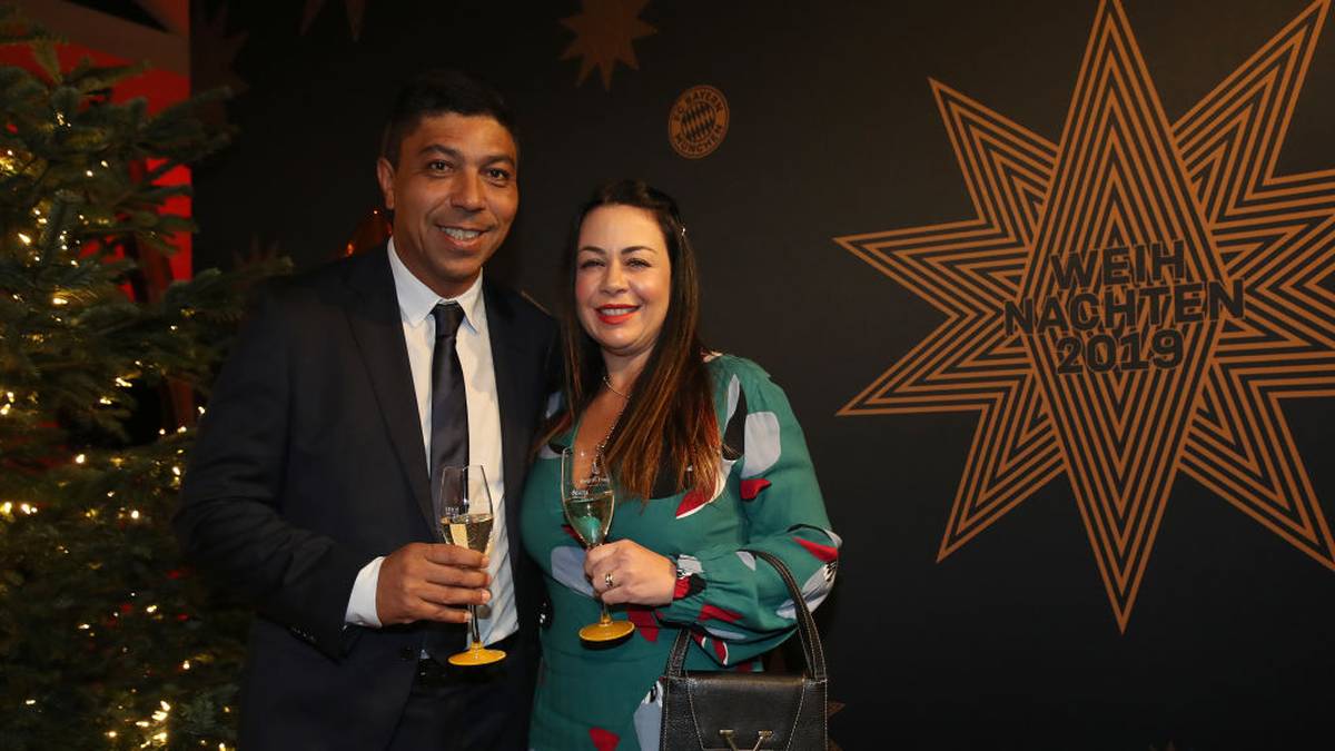 Bayern-Ehrenspieler Giovane Elber an der Seite seiner Frau Cintía ist ebenfalls zu Gast. Für den FCB erzielte der Brasilianer 140 Treffer
