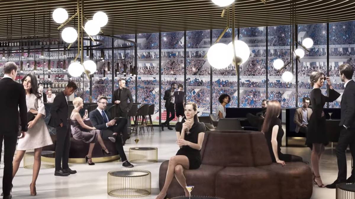 Auch der VIP-Bereich der Arena soll deutlich überarbeitet werden. Erste Bilder zeigen ein mögliches Design des neuen Ehrengastbereichs