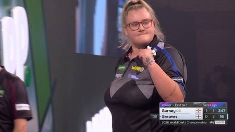 Beau Greaves spielt das bisher beste Leg dieser Darts-WM. Zu ihrem ersten Satzgewinn gegen Daryl Gurney spielt Greaves den 10-Darter.