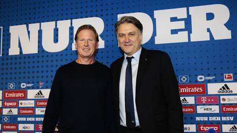 Markus Gisdol wurde von Dietmar Beiersdorfer (rechts) zum Hamburger SV geholt