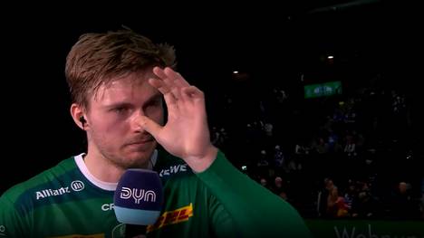 Emotional sichtlich ergriffen hatte Handball-Profi Franz Semper nach dem Unentschieden gegen Eisenach mit den Tränen zu kämpfen. 