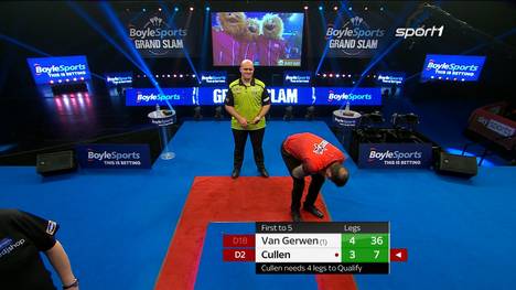 Joe Cullen fehlt gegen Michael van Gerwen nur ein Leg zum Einzug ins Achtelfinale. Allerdings versagen dem Engländer plötzlich die Nerven.