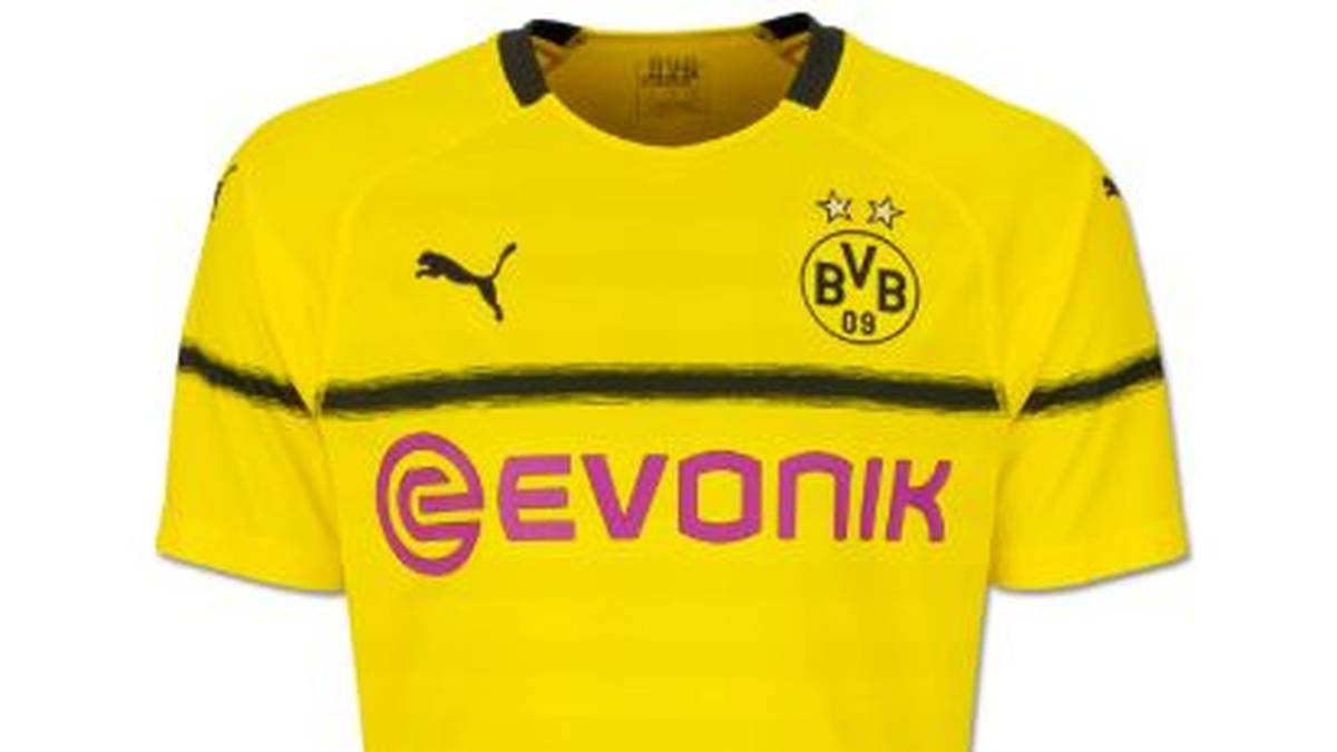 Der Champions-League-Dress soll mehr oder weniger komplett in Gelb gehalten sein, mit einer kleinen Ausnahme: Die Brust ziert ein dünner schwarzer Querstreifen...