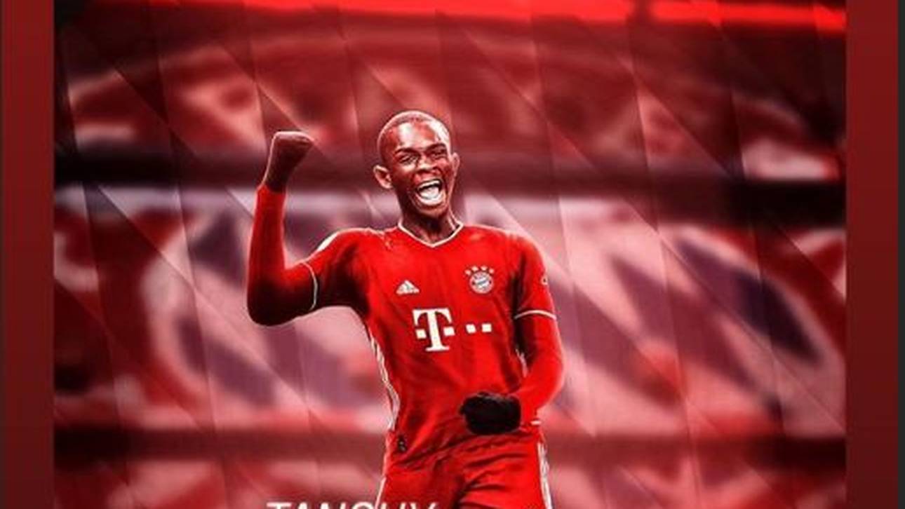Nick Salihamidzic hat dieses bearbeitete Bild von Tanguy Kouassi im Trikot des FC Bayern auf Instagram geteilt