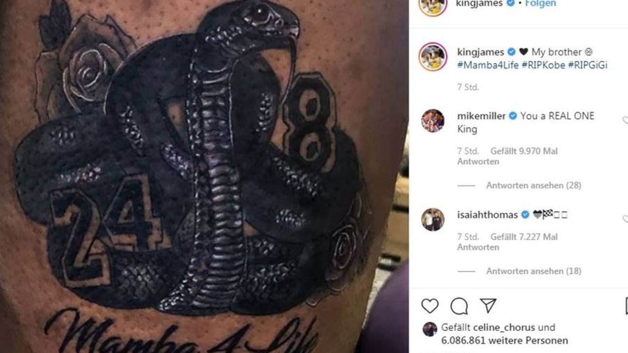LeBron James hat sich ein Tattoo der Black Mamba stechen lassen